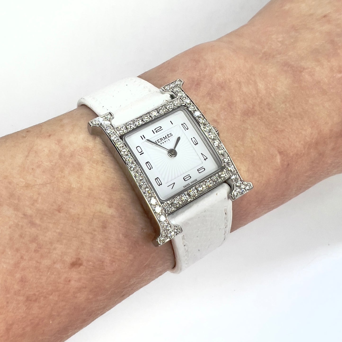 HERMÈS HEURE H Quartz 25mm Steel 0.91TCW DIAMOND Watch