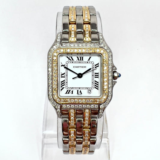 CARTIER PANTHERE Quartz 27mm 2 Row Gold 2.23TCW DIAMOND Watch