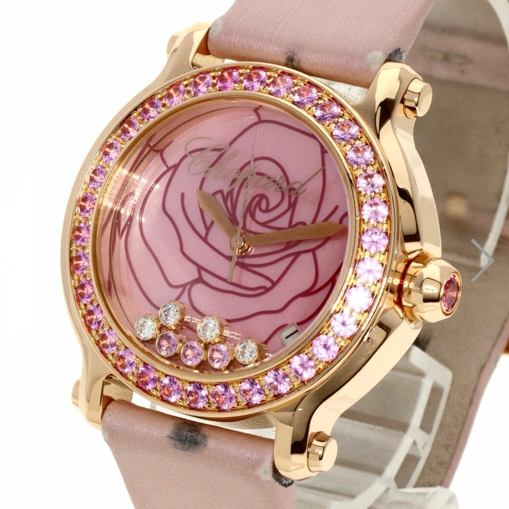 CHOPARD LMT Edition 100 Worldwide Quartz 36mm 18K Rose Gold Pink Sapphires and Diamonds Watch