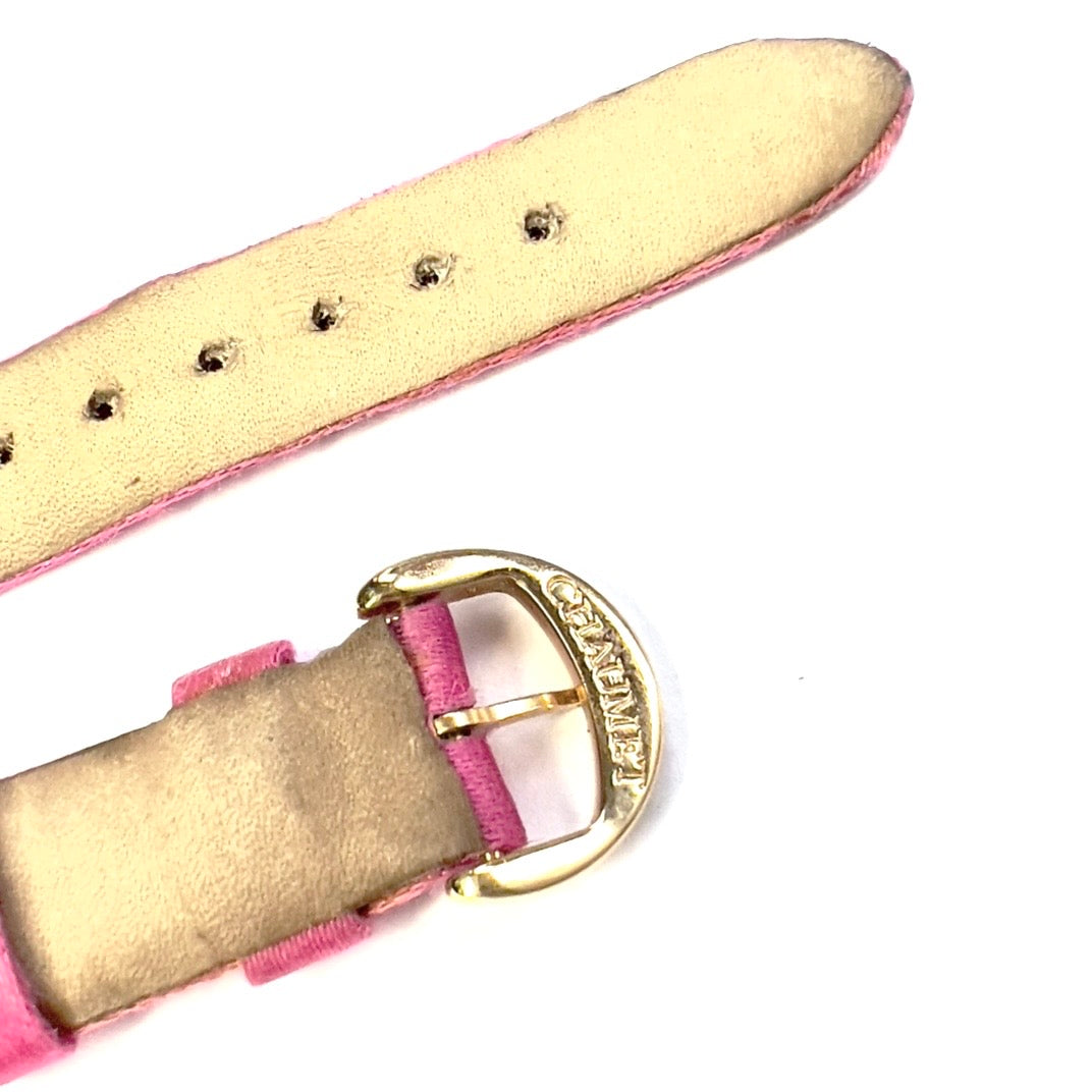 CHAUMET 14/12mm Dark Pink Satin/Leather Band Strap w/ Gold Plated Chaumet BUCKLE
