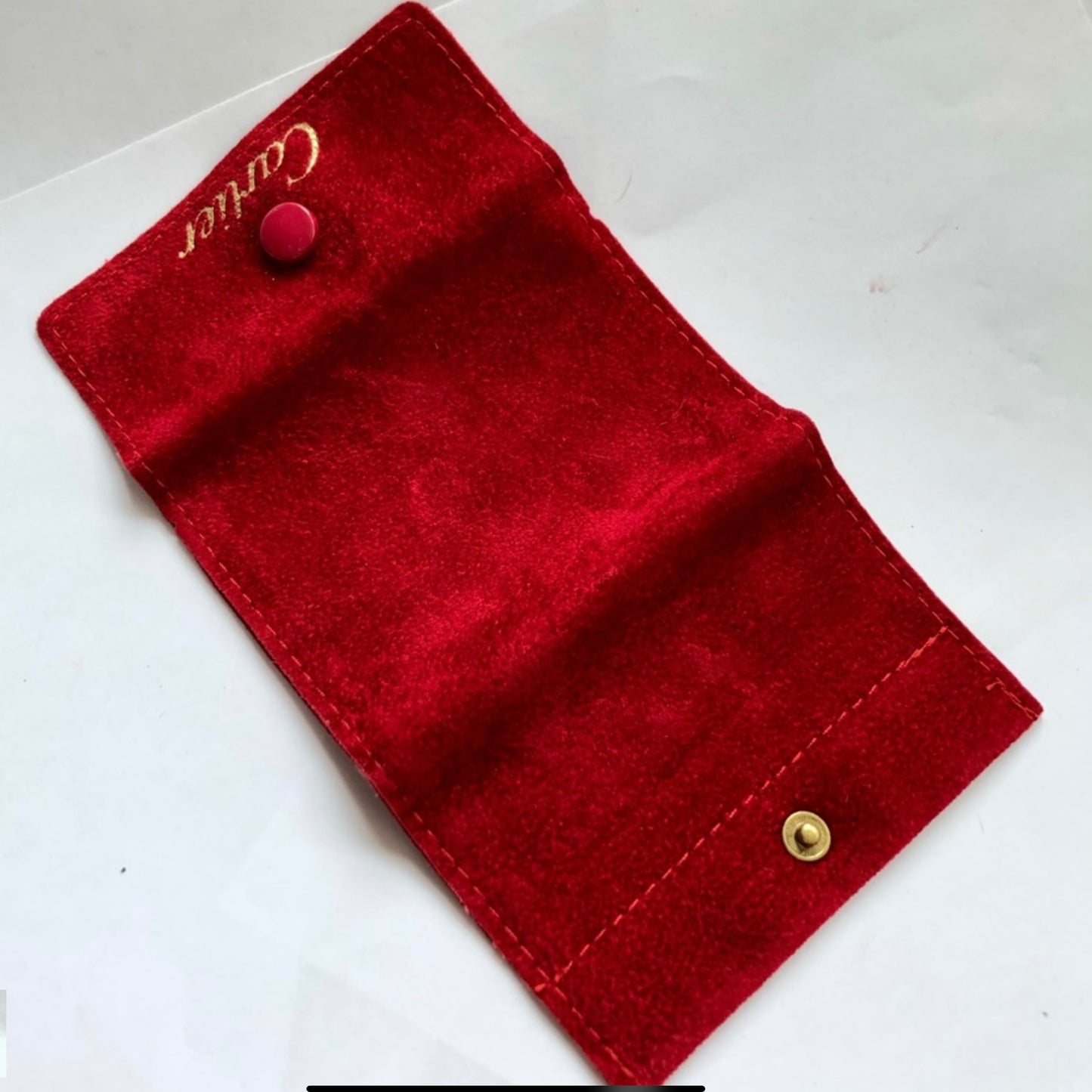 CARTIER Jewelry Pouch Red Faux Suede 3.5x2.5 inches