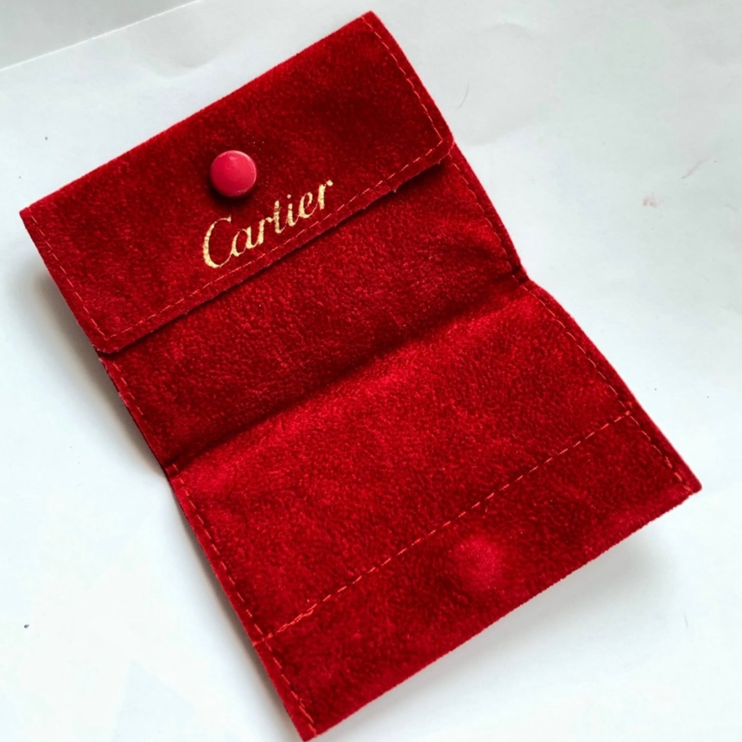 CARTIER Jewelry Pouch Red Faux Suede 3.5x2.5 inches