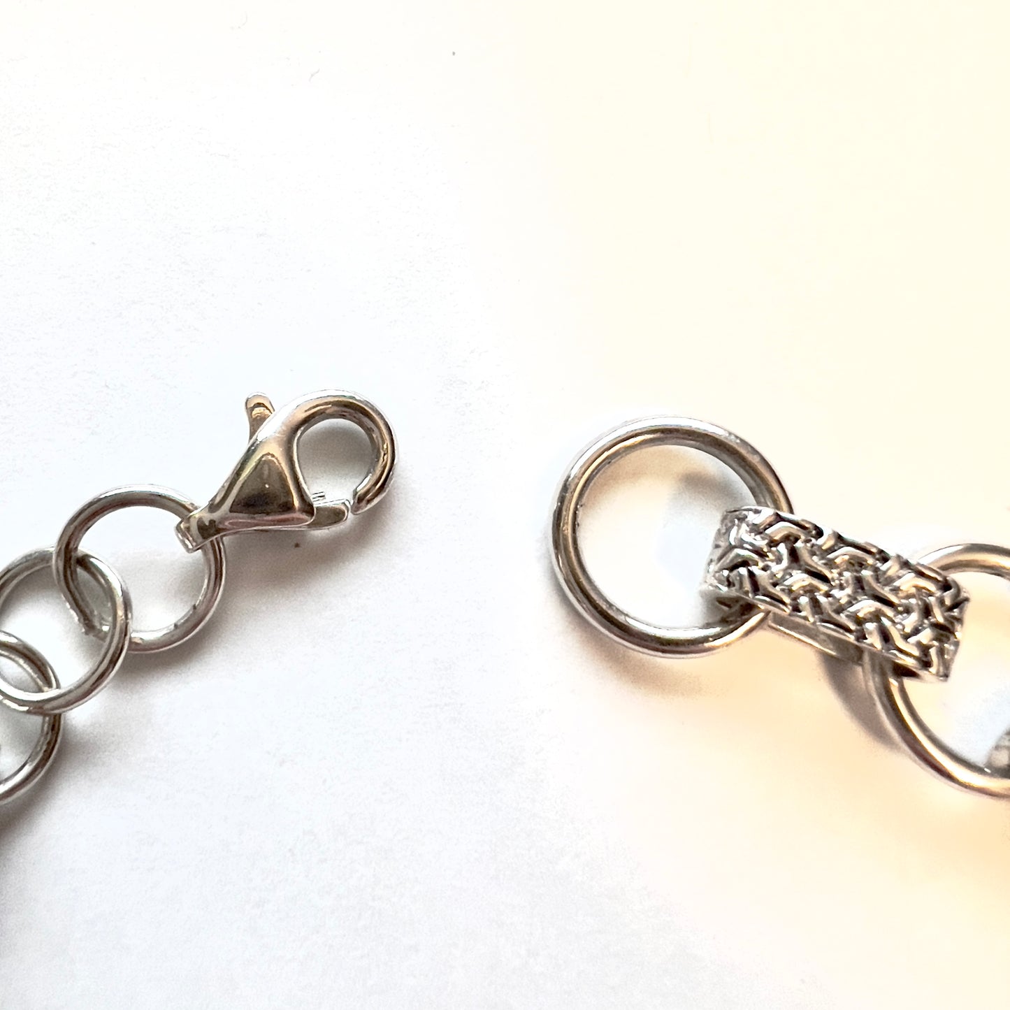 925 Sterling Silver Bracelet with Goldplated Heart 7.5 inches long