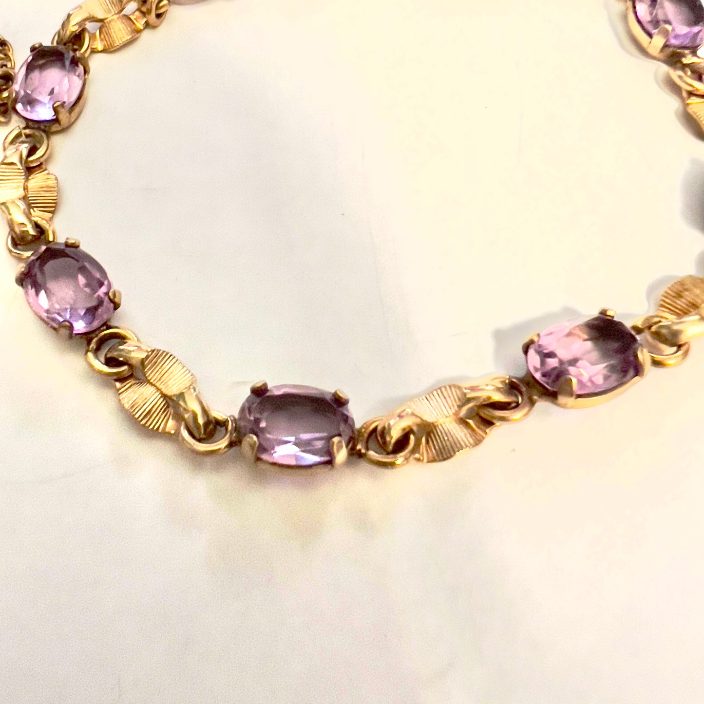 BURT CASSELL Gold Filled 925 Sterling Silver Purple Stones Bracelet 7 inches long