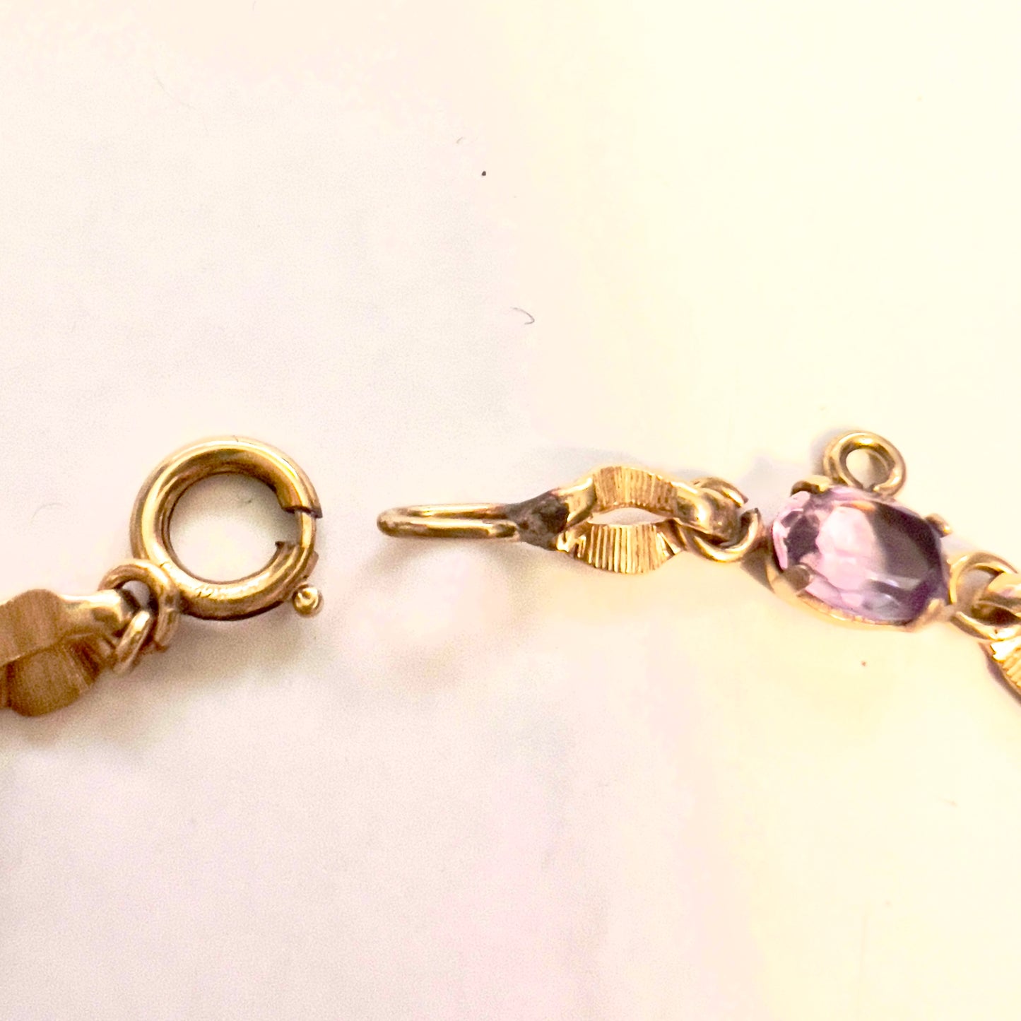 BURT CASSELL Gold Filled 925 Sterling Silver Purple Stones Bracelet 7 inches long