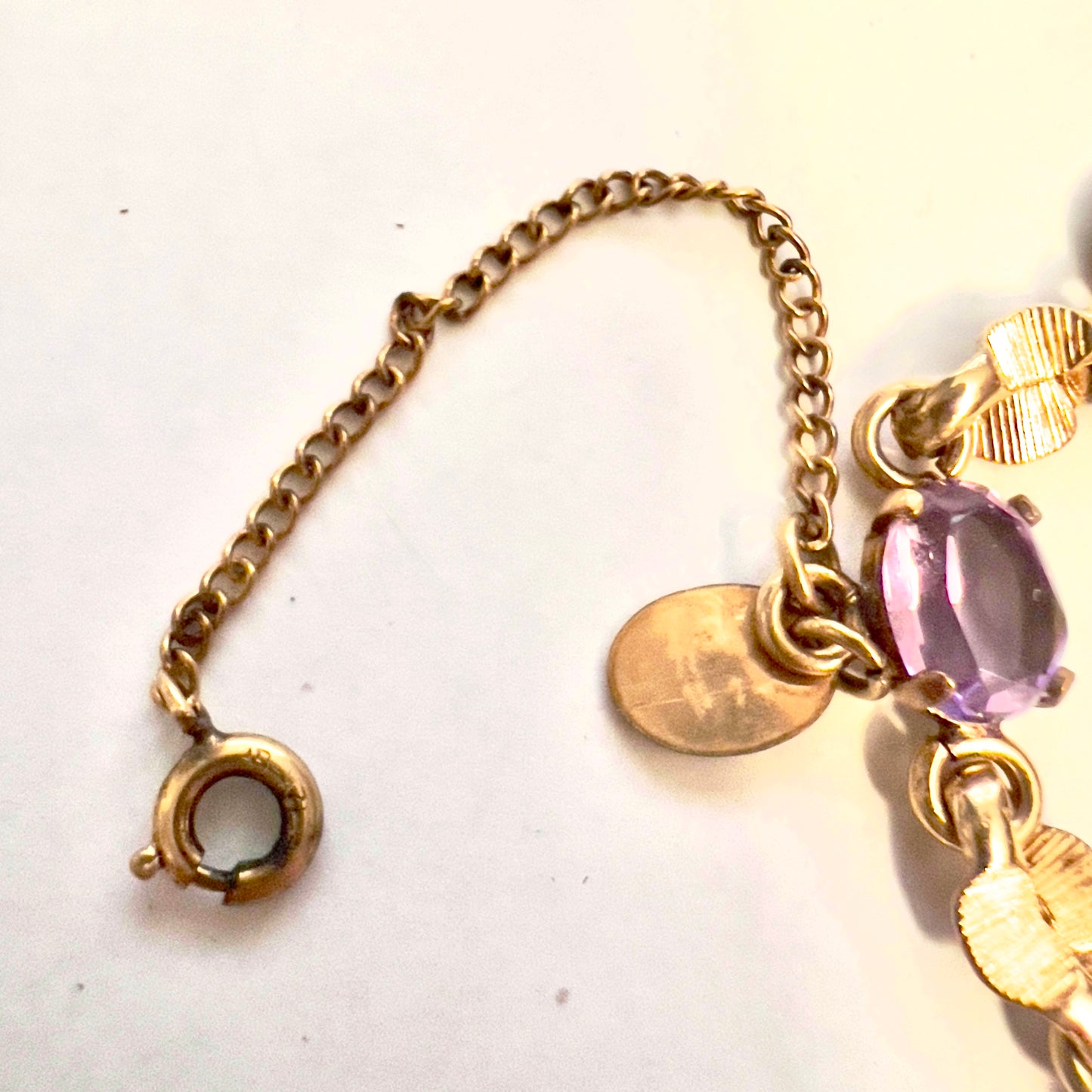 BURT CASSELL Gold Filled 925 Sterling Silver Purple Stones Bracelet 7 inches long
