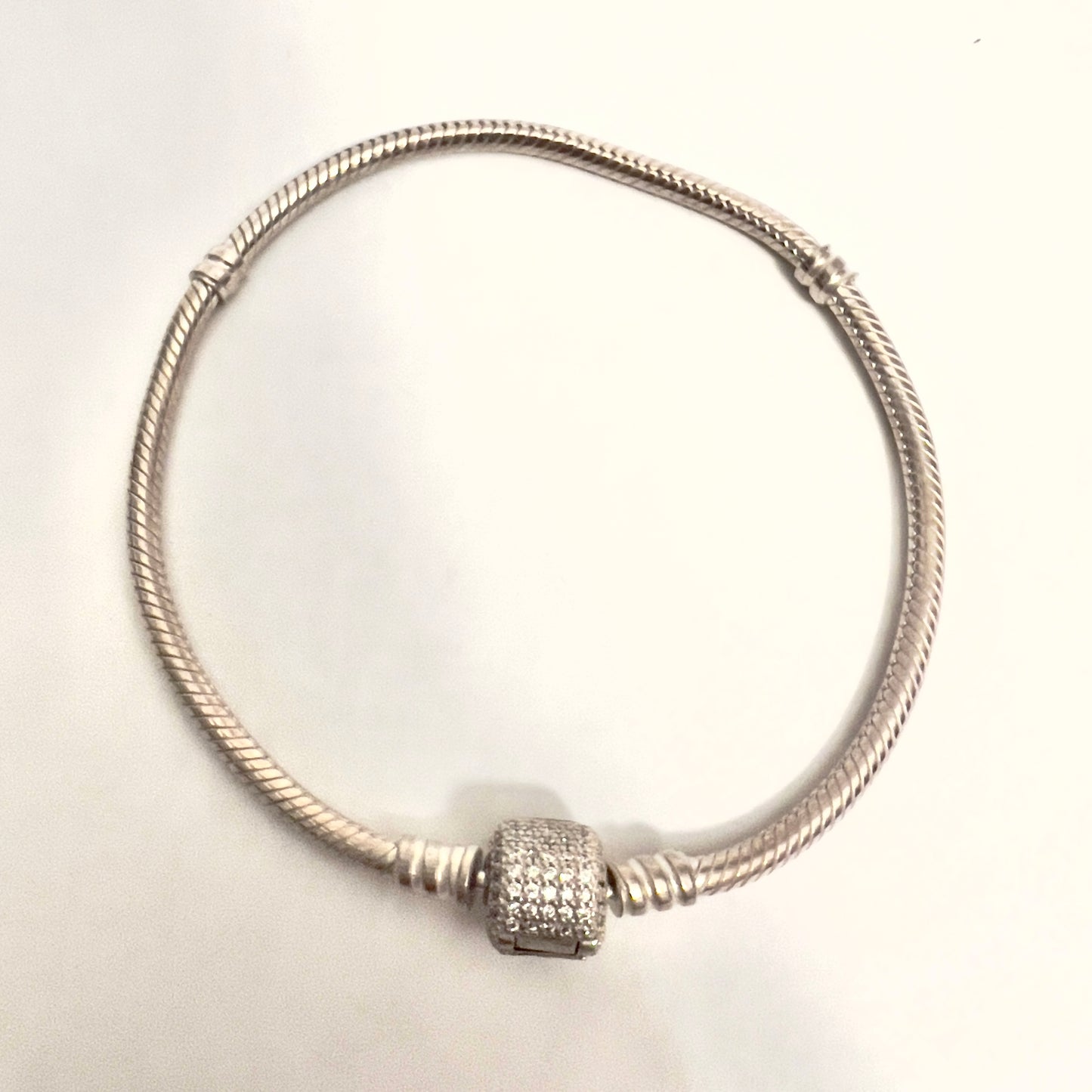 PANDORA 925 Sterling Silver Bracelet with Studs 8.25 Inches Long