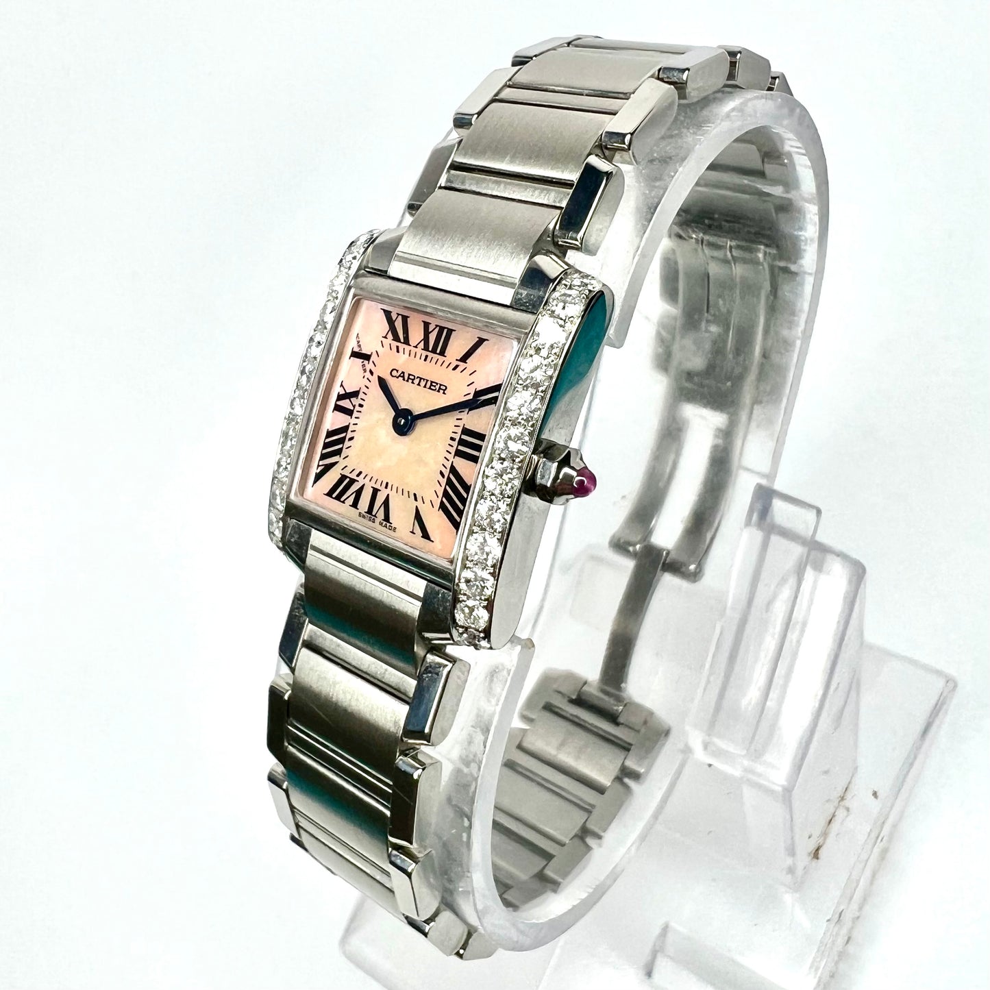 CARTIER TANK FRANCAISE Quartz 20mm Steel 0.80TCW DIAMOND Watch