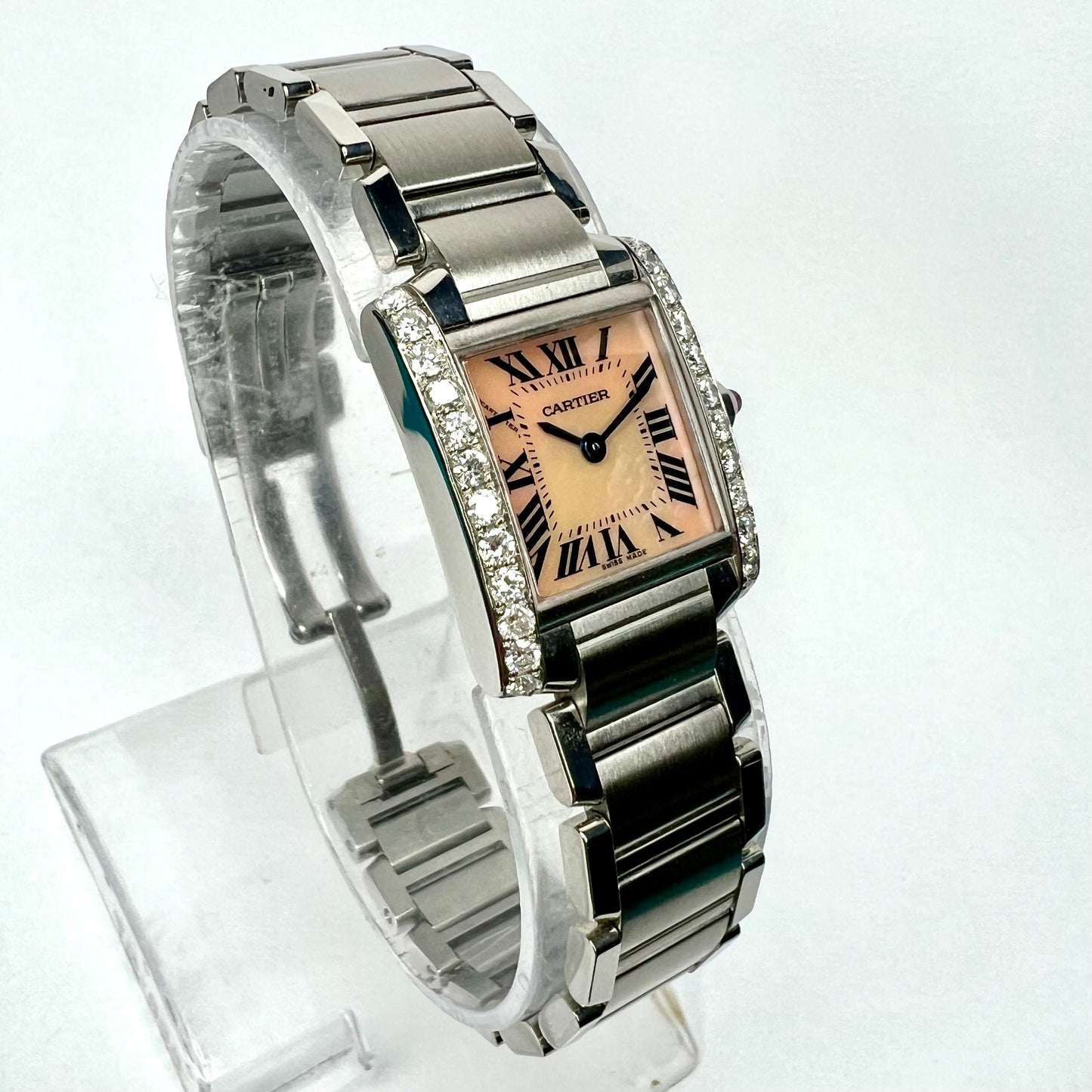 CARTIER TANK FRANCAISE Quartz 20mm Steel 0.80TCW DIAMOND Watch