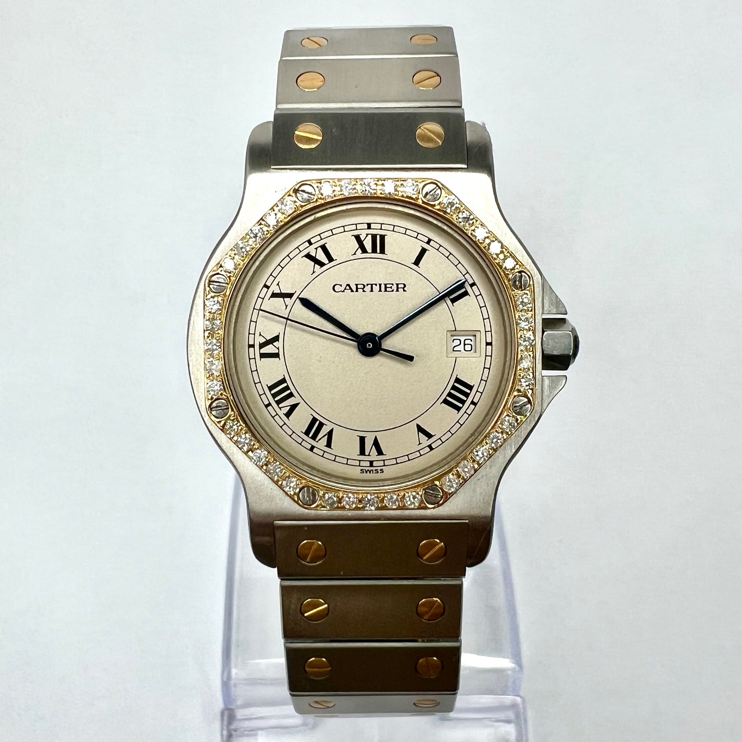 CARTIER SANTOS OCTAGON 31mm Quartz 2 Tone 0.38TCW Diamond Watch
NEW Model
