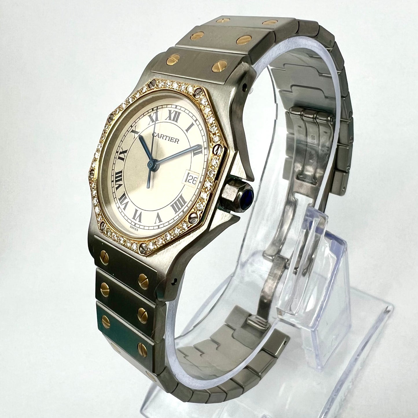 CARTIER SANTOS OCTAGON 31mm Quartz 2 Tone 0.38TCW Diamond Watch
NEW Model