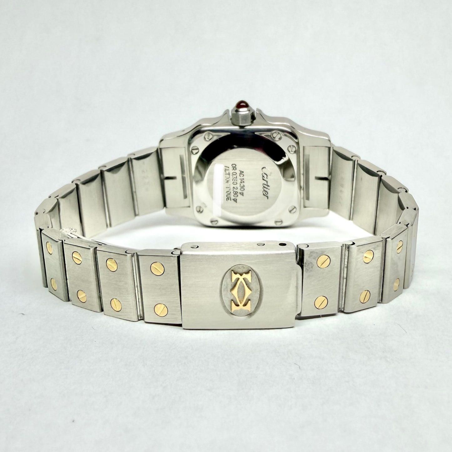 CARTIER SANTOS GALBEE 24mm Automatic 2 Tone Watch Burgundy Dial