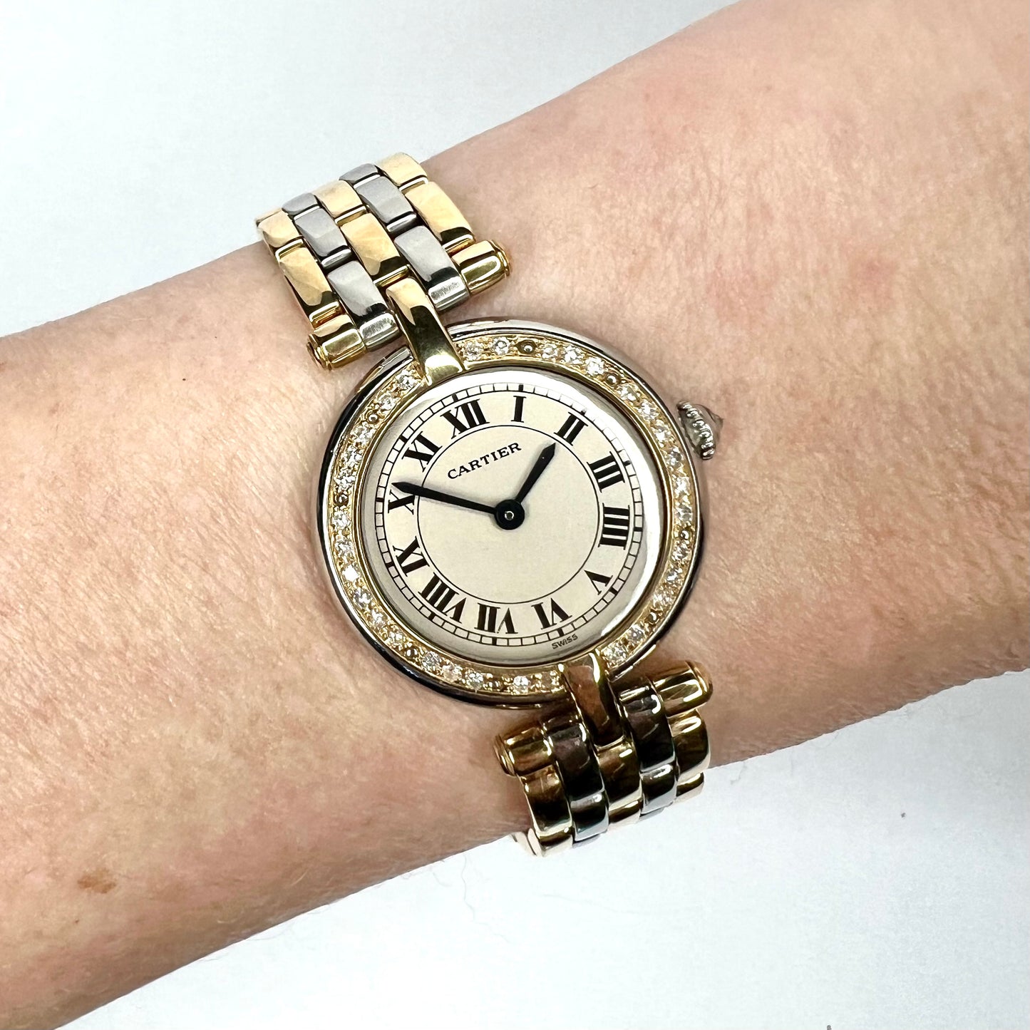 CARTIER PANTHERE VENDOME Quartz 24mm 3 Row Gold 0.80TCW Diamond Watch