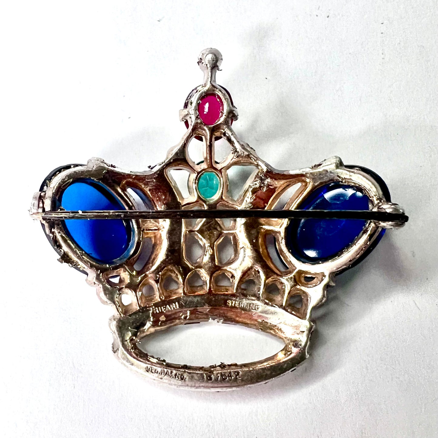 TRIFARI Gold Tone 925 Sterling Silver Crown Brooch 49.5x46mm 22.65g