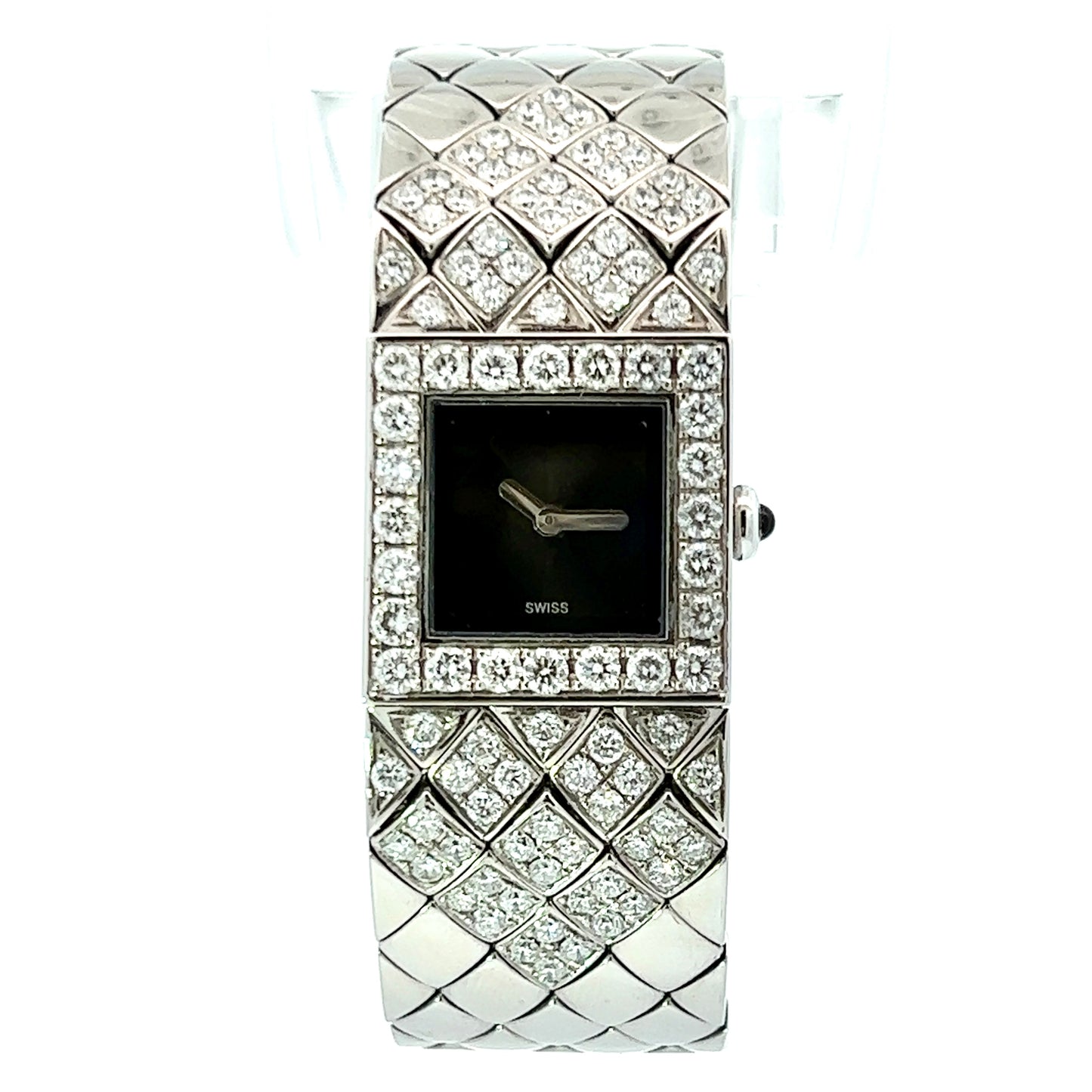 CHANEL MATELASSE Quartz 19mm Steel 3.03TCW Diamond Bracelet Watch
