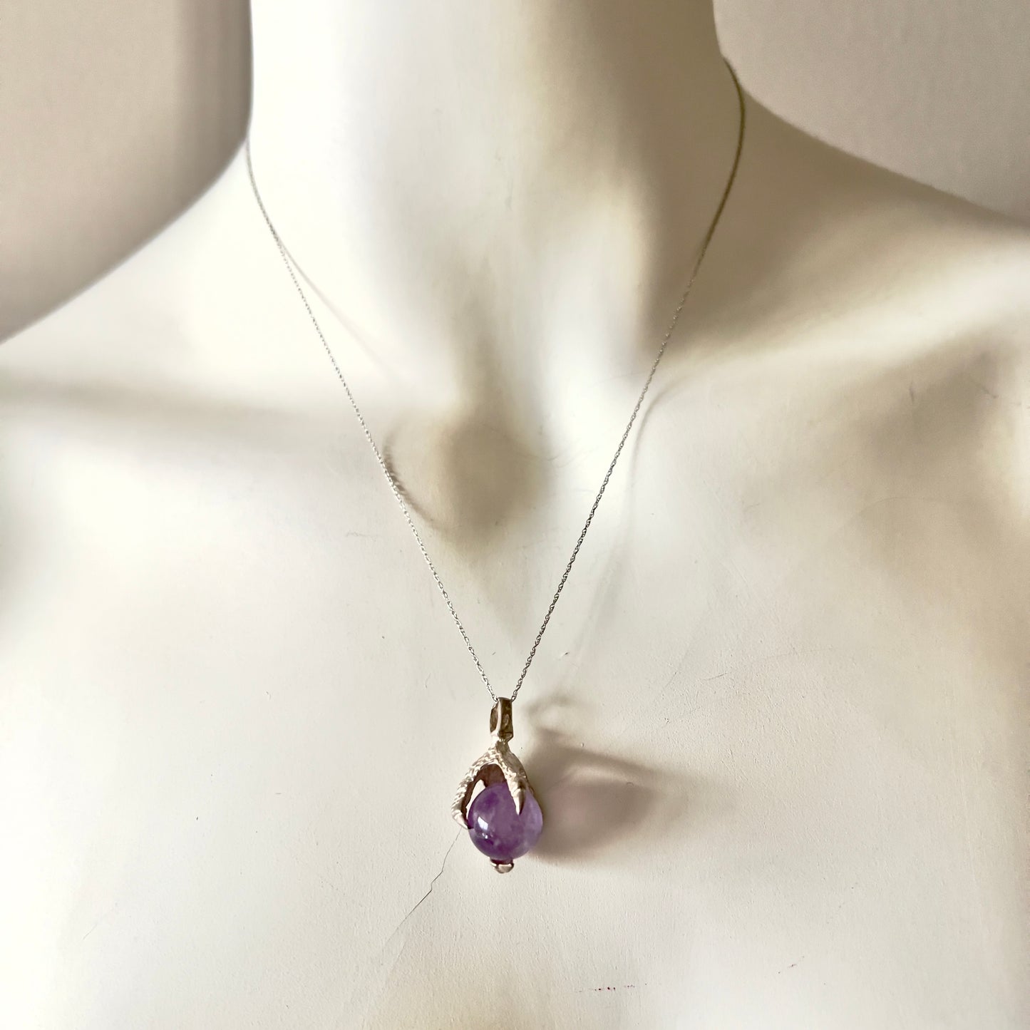925 Sterling Silver Genuine Amethyst Necklace 28 inches long