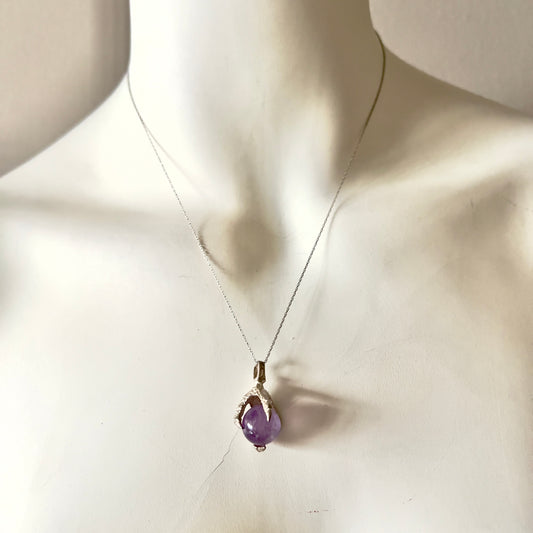 925 Sterling Silver Genuine Amethyst Necklace 28 inches long