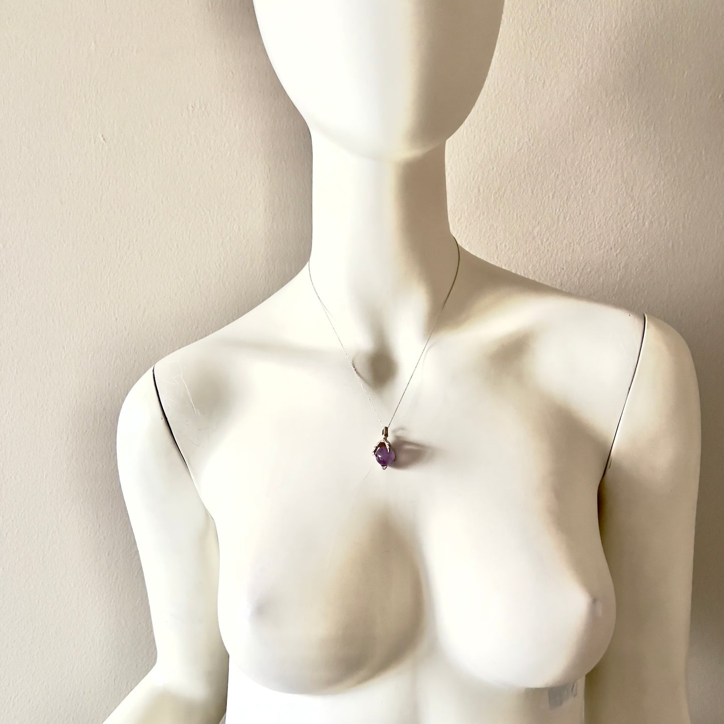 925 Sterling Silver Genuine Amethyst Necklace 28 inches long