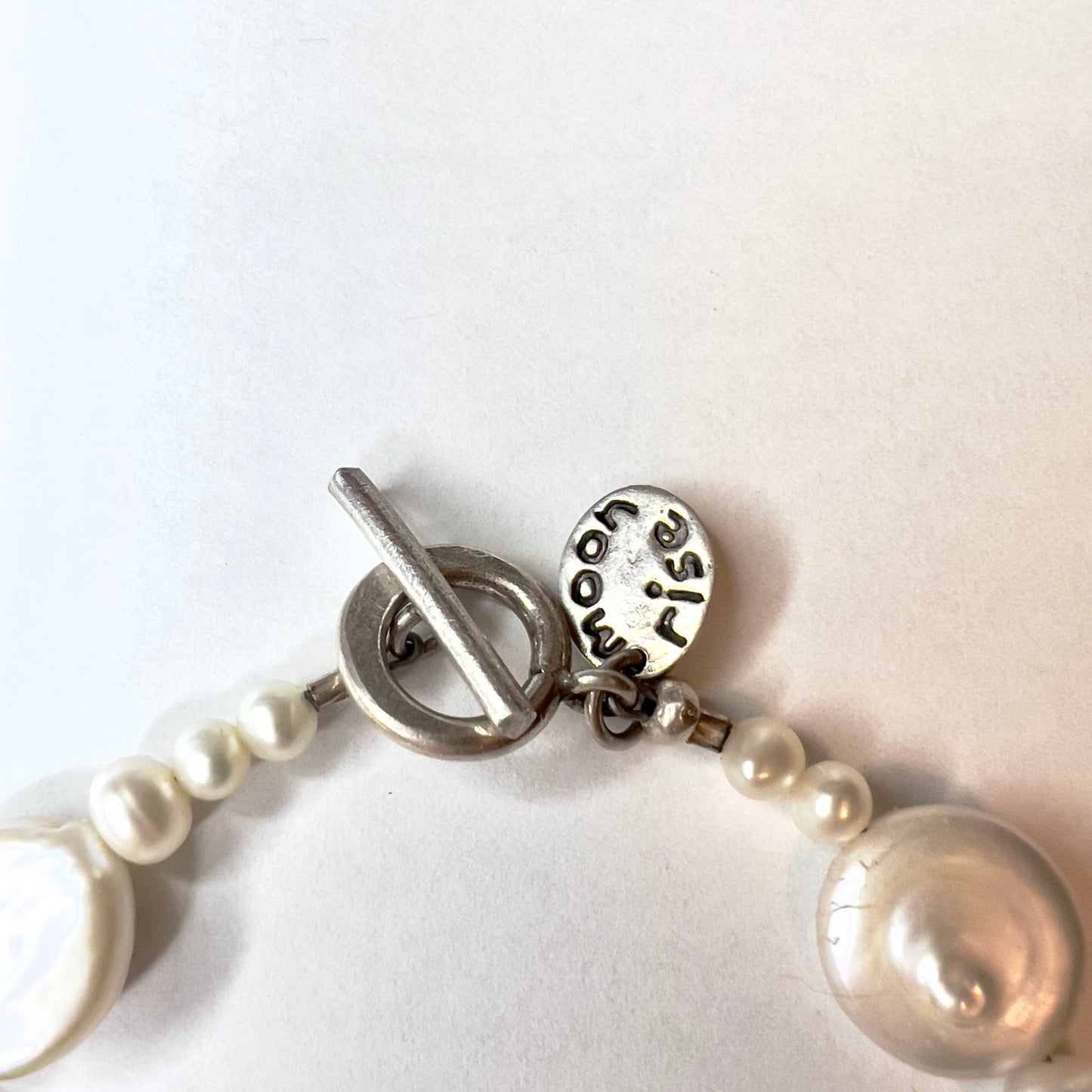MOONRISE 925 Sterling Silver Genuine White Pearls Bracelet 7 inches long