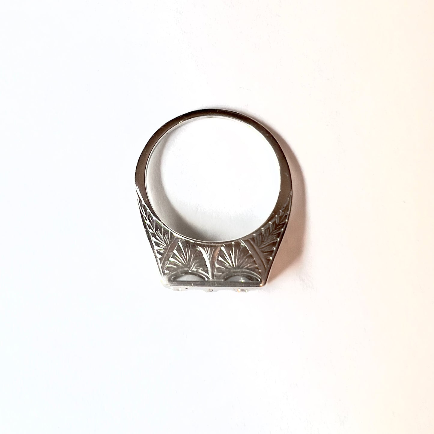 14K White Gold 0.15TCW Natural DIAMONDS Filigree Ring 2.6g