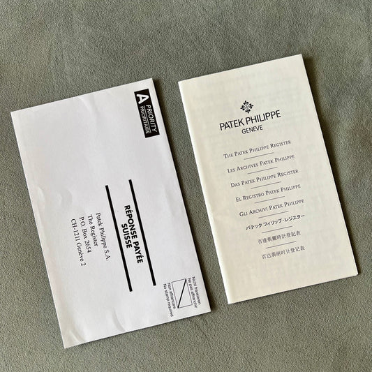 PATEK PHILIPPE Register Booklet + Envelope English