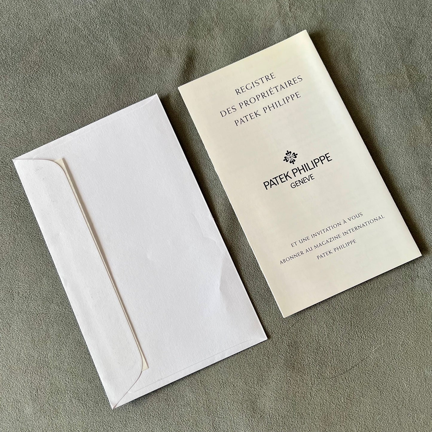 NEW OLD STOCK Authentic PATEK PHILIPPE Register of PPOwners Booklet + Envelope English