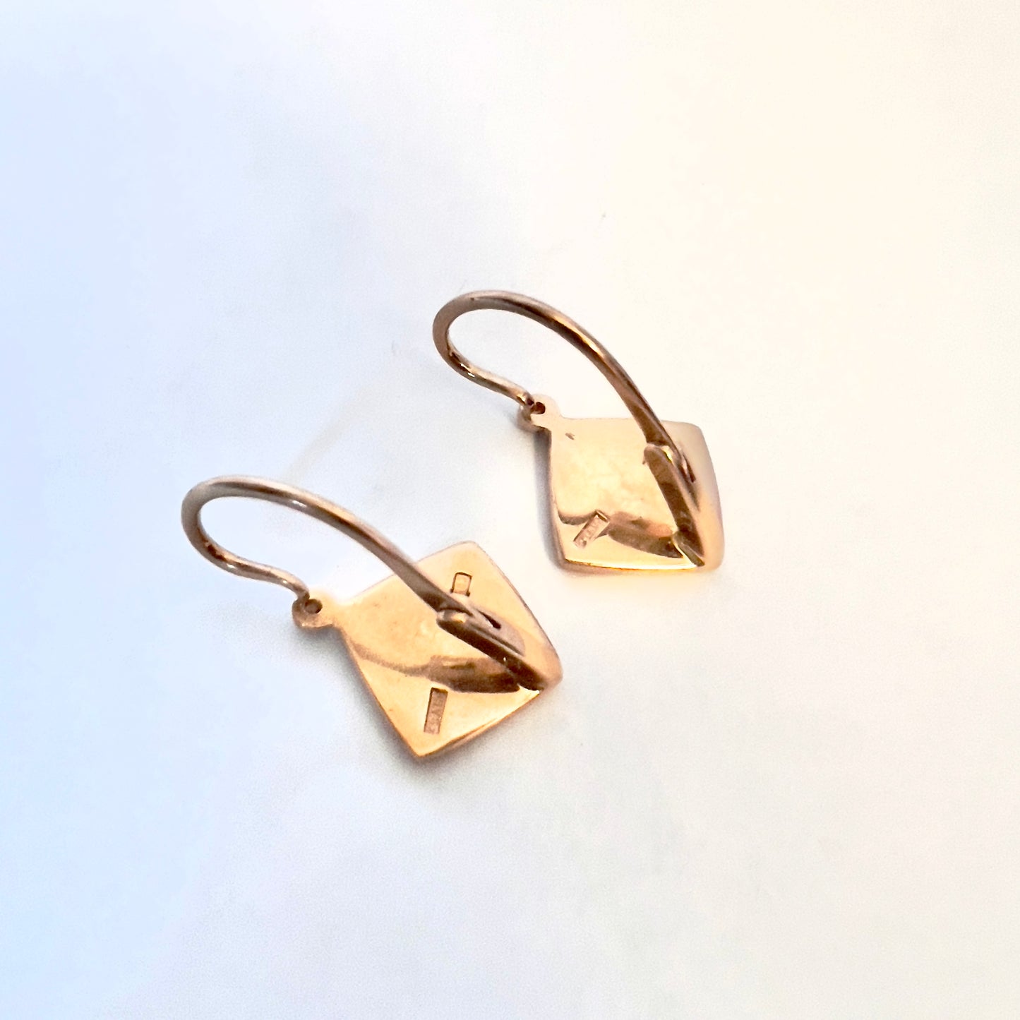 14K Rose Gold Earrings stamped 853 European stamp 10.16x10.16mm 4.97g