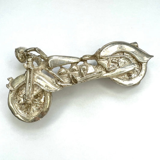 Motorcycle Belt Buckle Sterling Silver 4.60x2.25 inches 116.79g