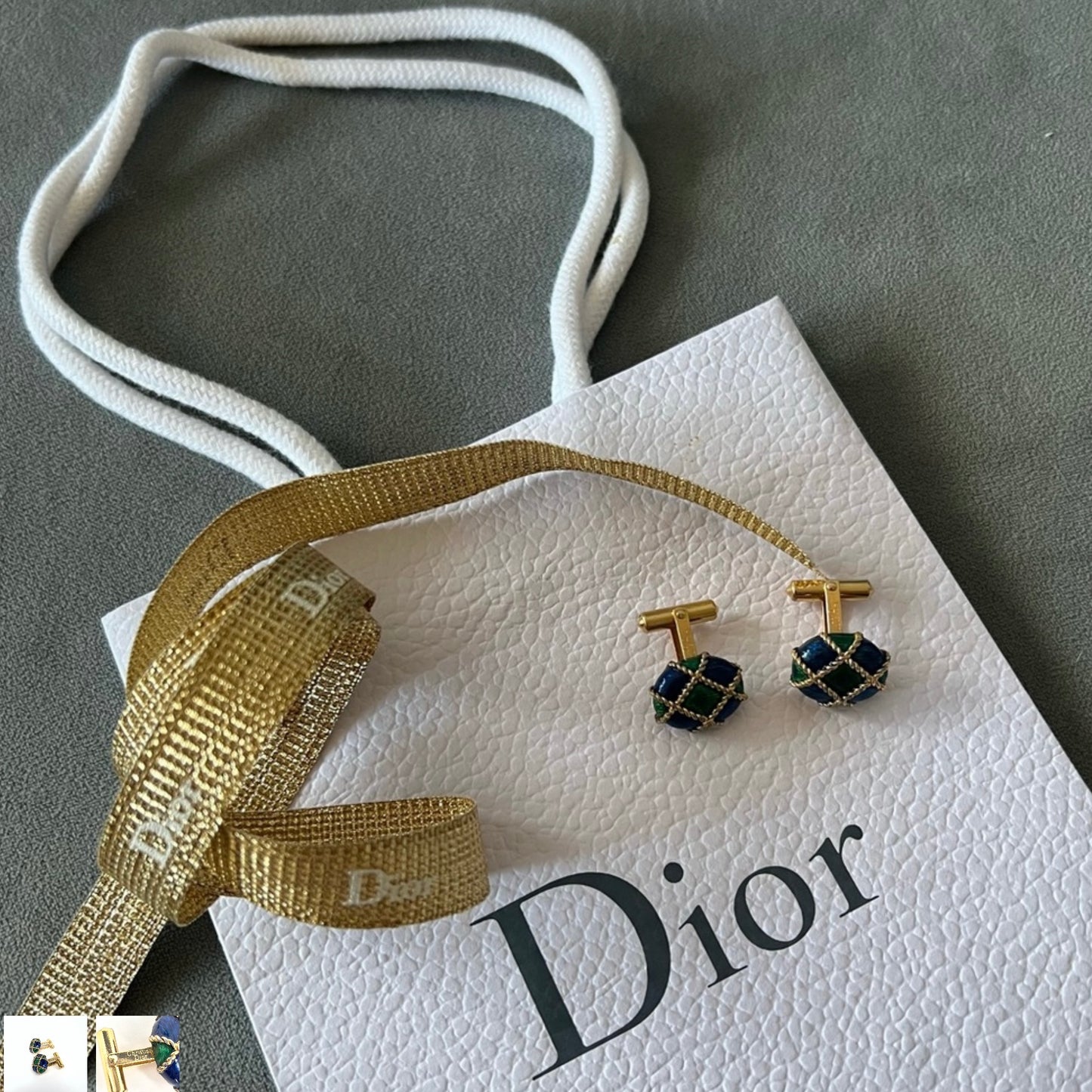 CHRISTIAN DIOR 835 stamped Gold Plated Silver Set of CUFFLINKS