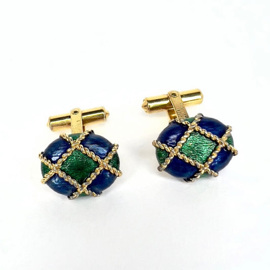 CHRISTIAN DIOR 835 stamped Gold Plated Silver Set of CUFFLINKS