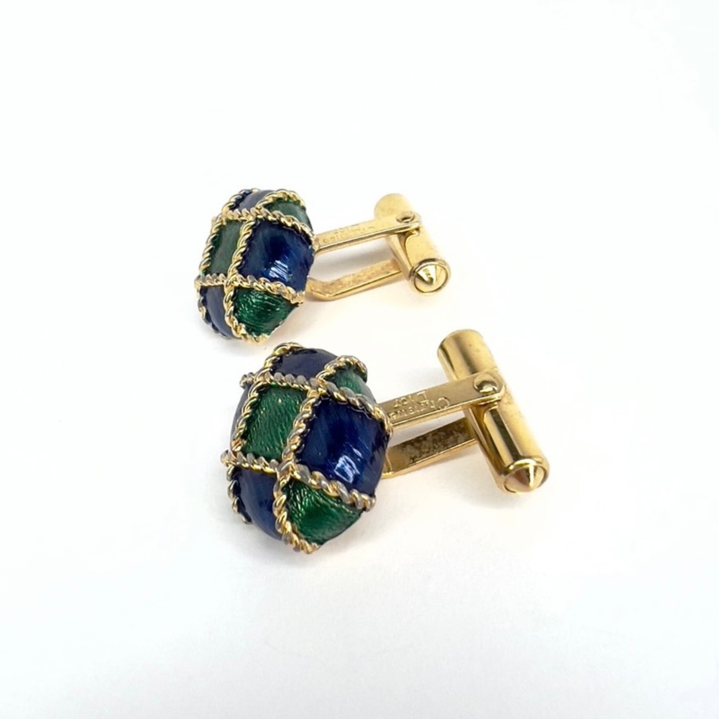 CHRISTIAN DIOR 835 stamped Gold Plated Silver Set of CUFFLINKS