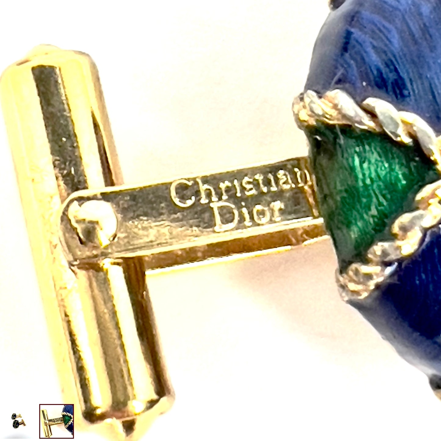 CHRISTIAN DIOR 835 stamped Gold Plated Silver Set of CUFFLINKS