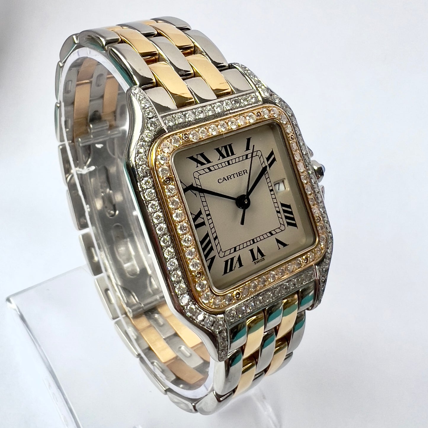 CARTIER PANTHERE Quartz 29mm 2 Row Gold 1.25TCW DIAMOND Watch
