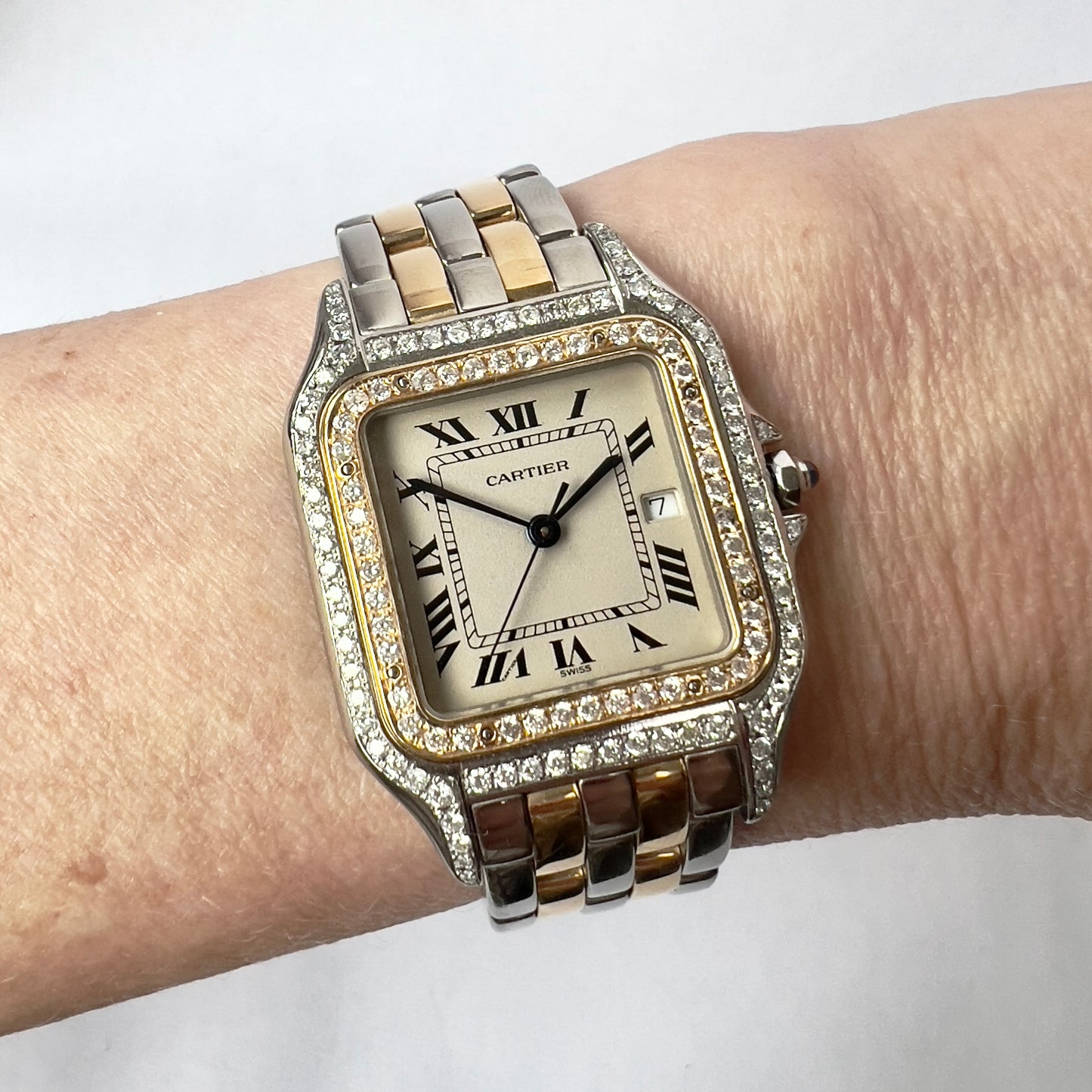 CARTIER PANTHERE Quartz 29mm 2 Row Gold 1.25TCW DIAMOND Watch
