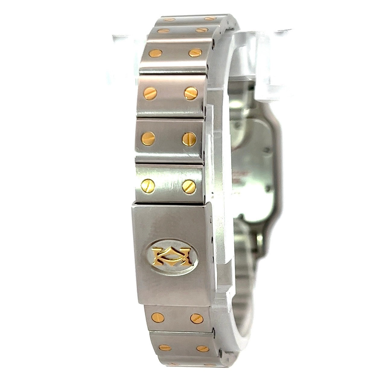 CARTIER SANTOS GALBEE 24mm Quartz 2 Tone 0.54TCW Diamond Watch Bronze Dial