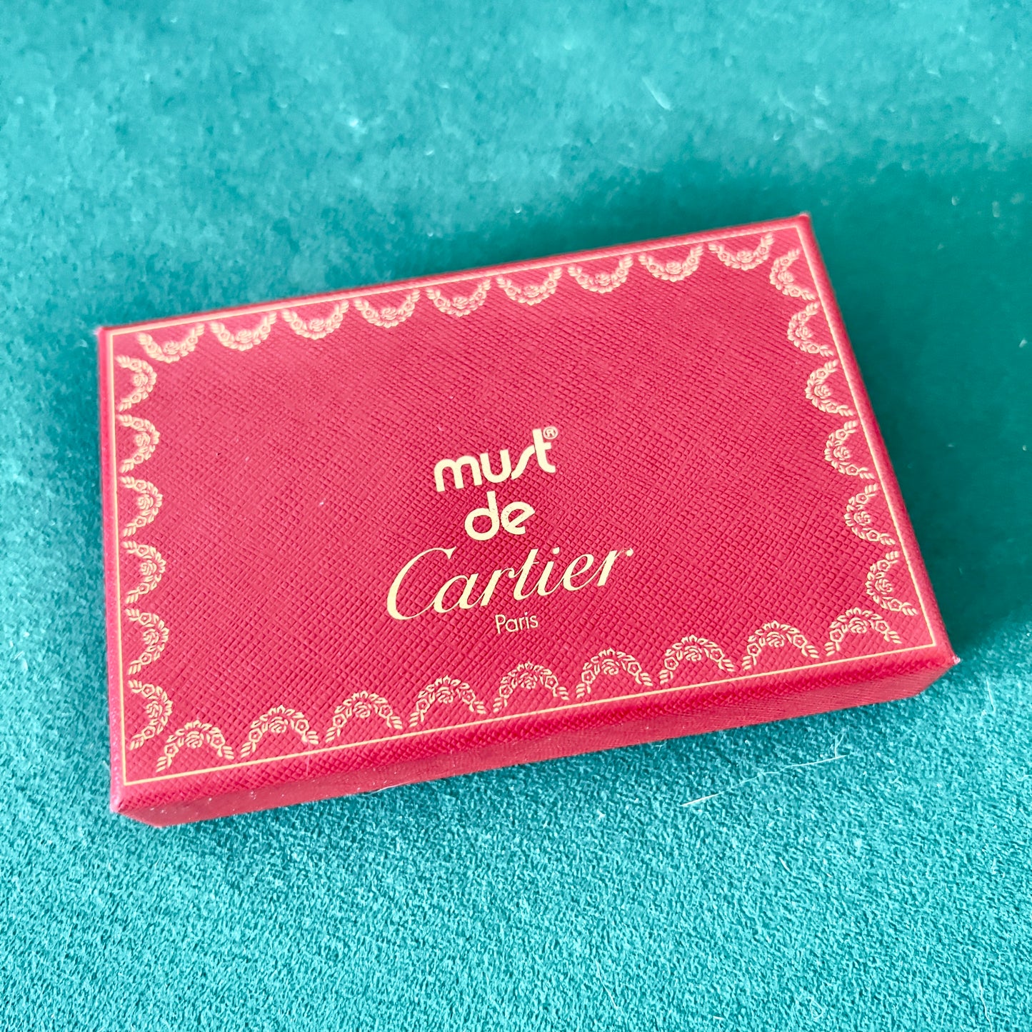 CARTIER Leather Goods Box 4.60x3.10x1.10 inches + Wrapping Cloth + Certificate + Card