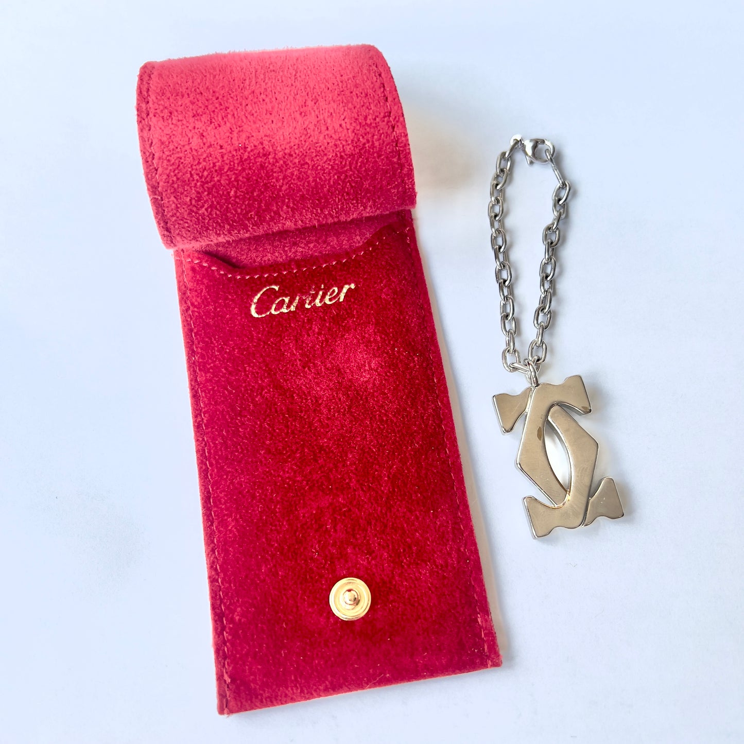 CARTIER Keychain Stainless Steel in Cartier Pouch
