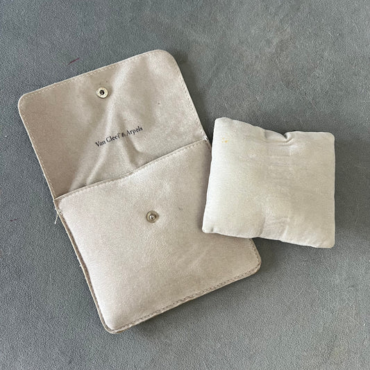 VAN CLEEF @ ARPELS Gray Velvet Pouch with Pillow 5.5x5 inches