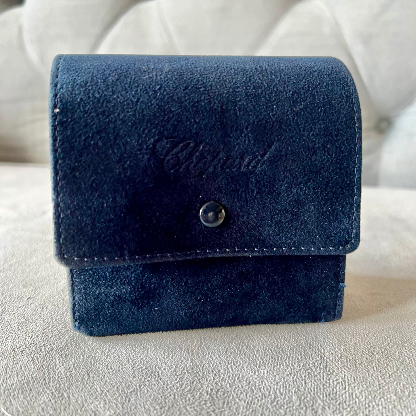 CHOPARD Blue Faux Suede Case 4x4x2 inches