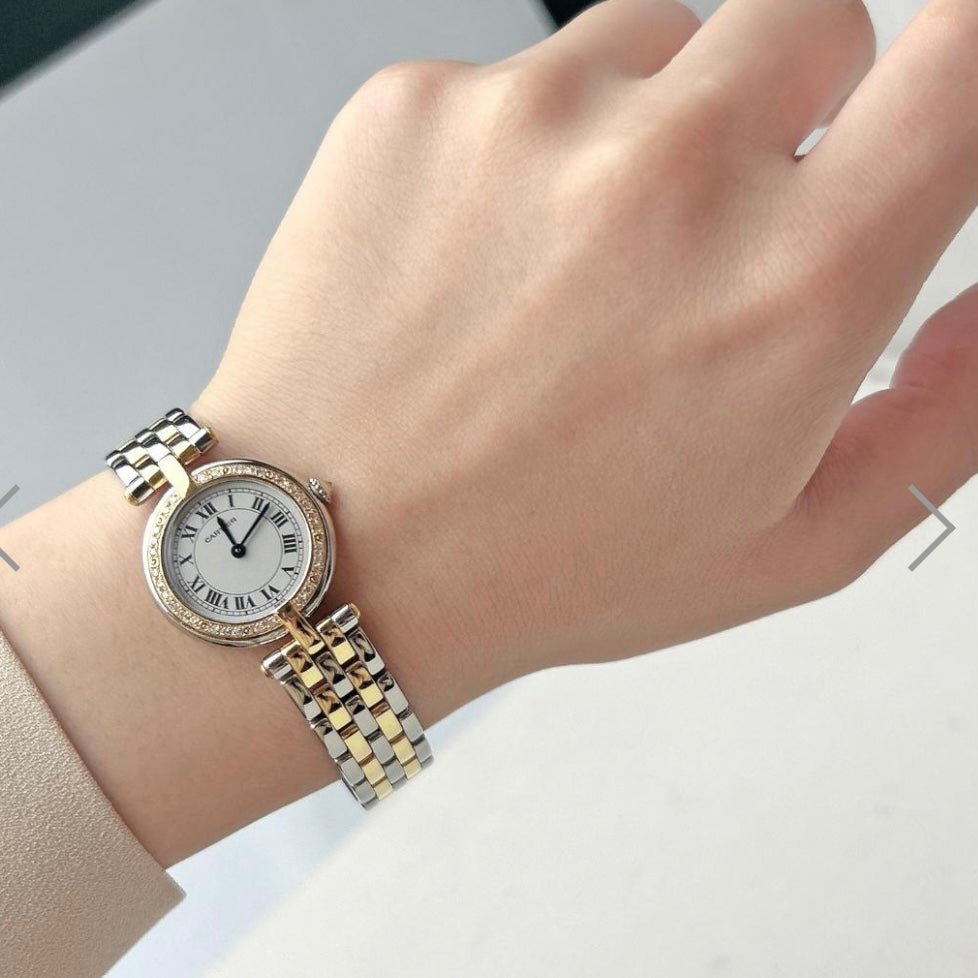 CARTIER PANTHERE VENDOME Quartz 24mm 2 Row Gold 0.30TCW Diamond Watch