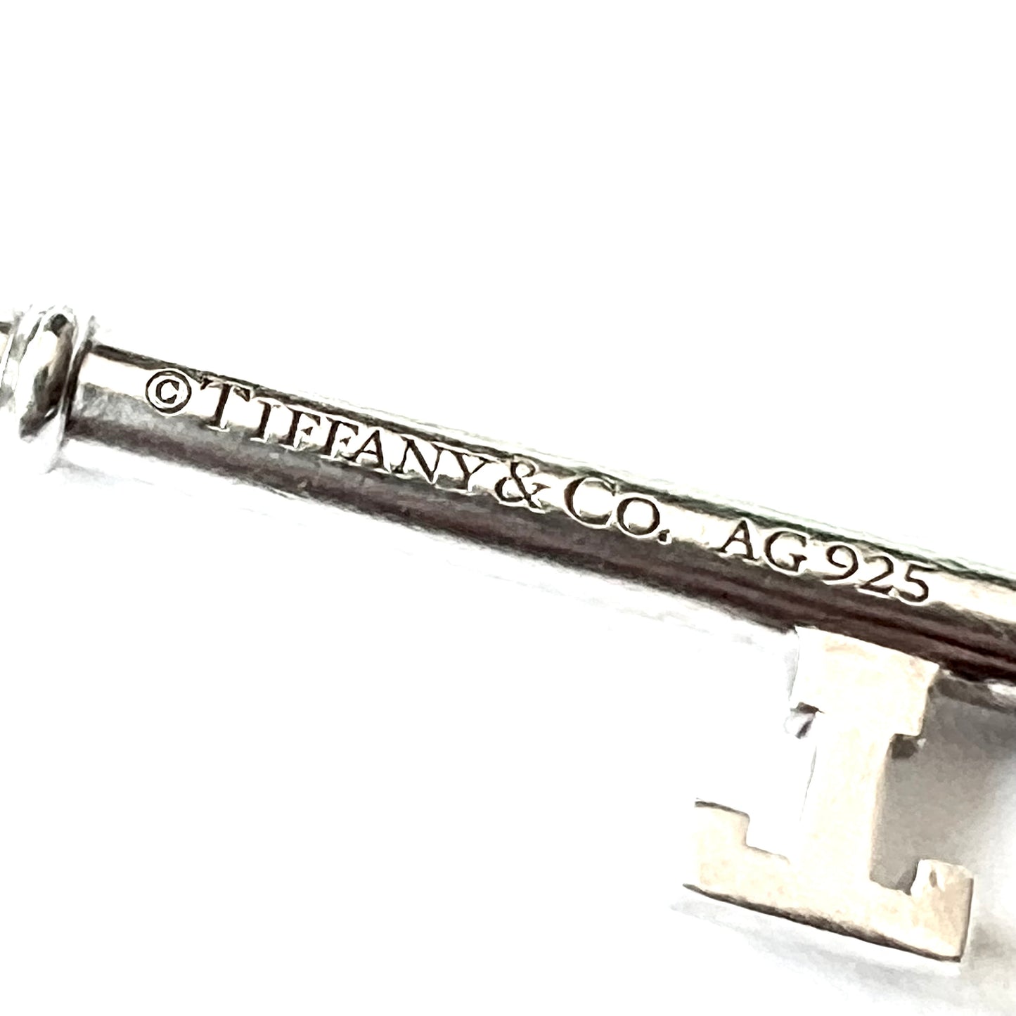 TIFFANY & CO. 925 Sterling Silver Diamond Key Pendant Necklace