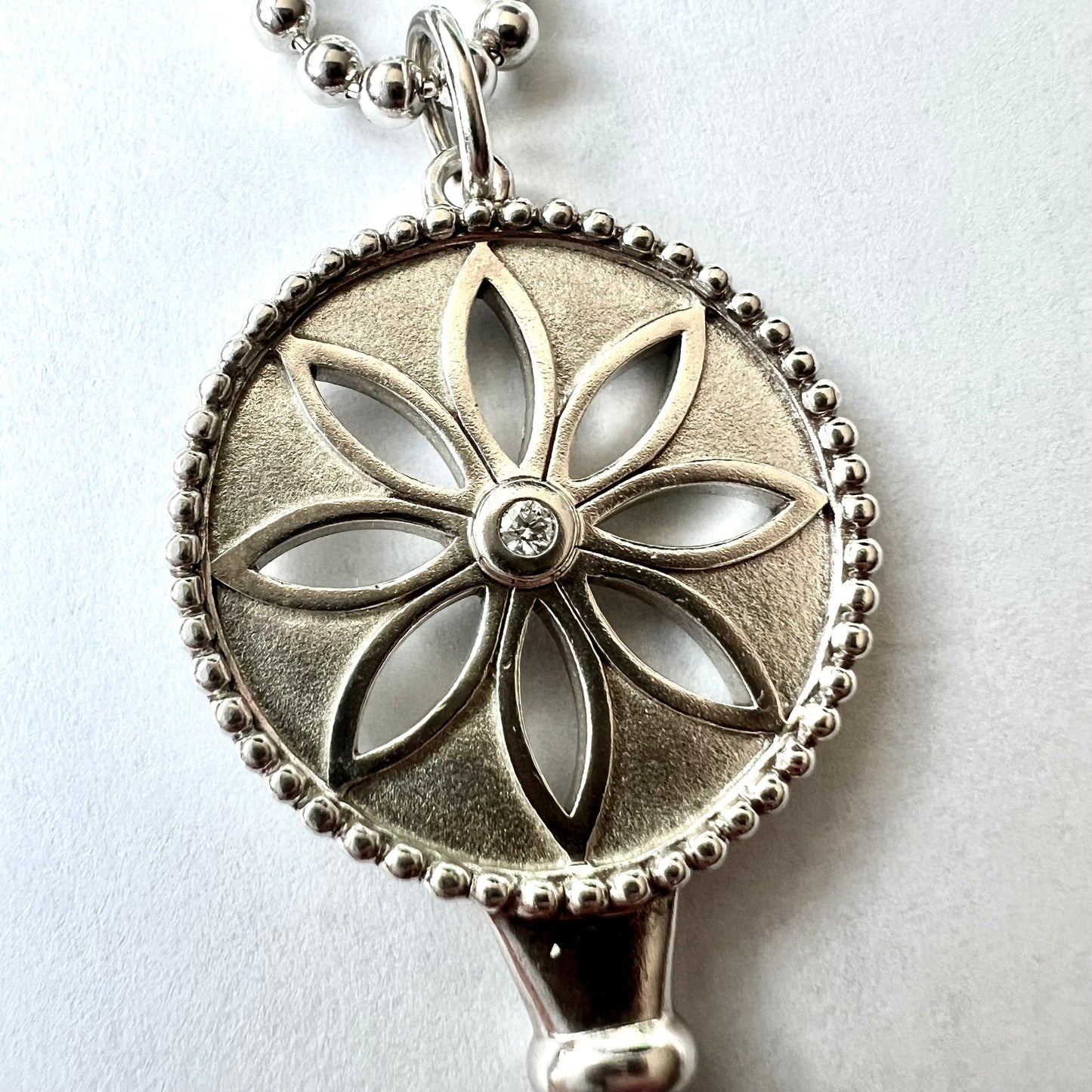 TIFFANY & CO. 925 Sterling Silver Diamond Key Pendant Necklace