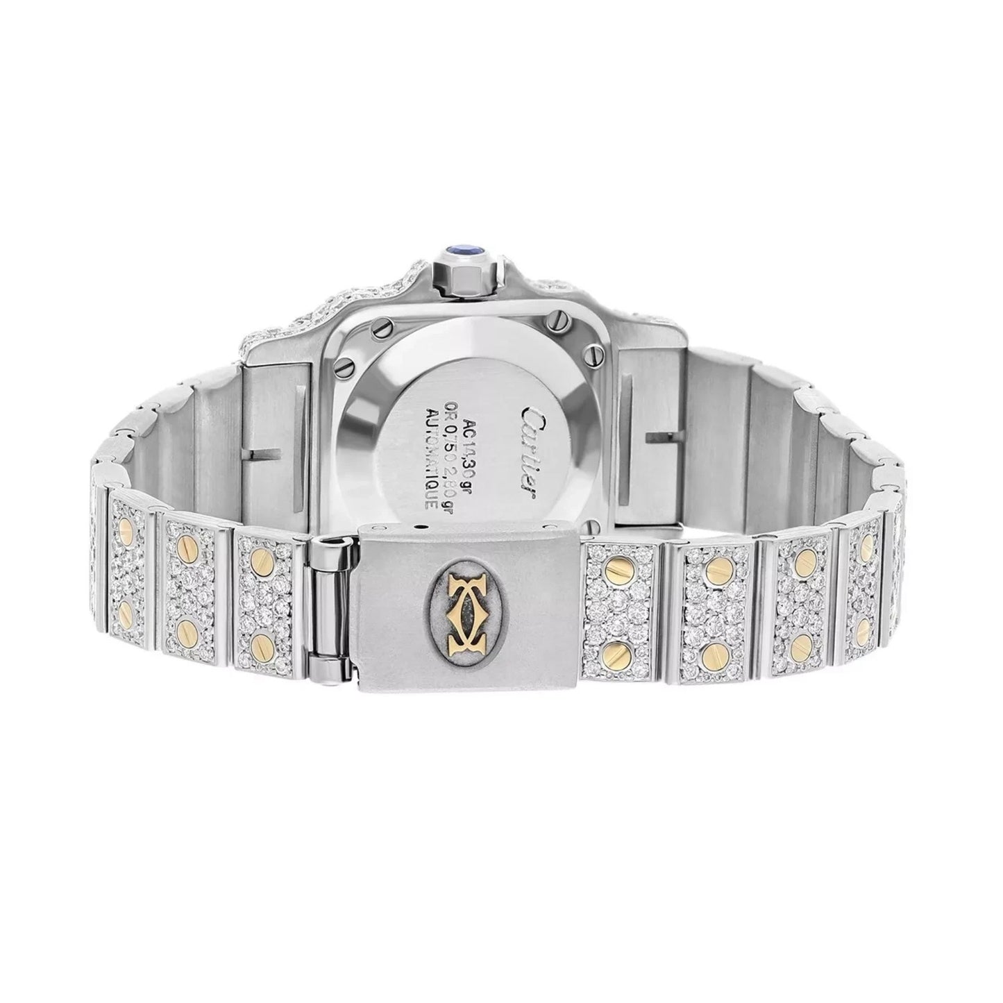 CARTIER SANTOS GALBEE 24mm Automatic 2 Tone Full Diamond Watch