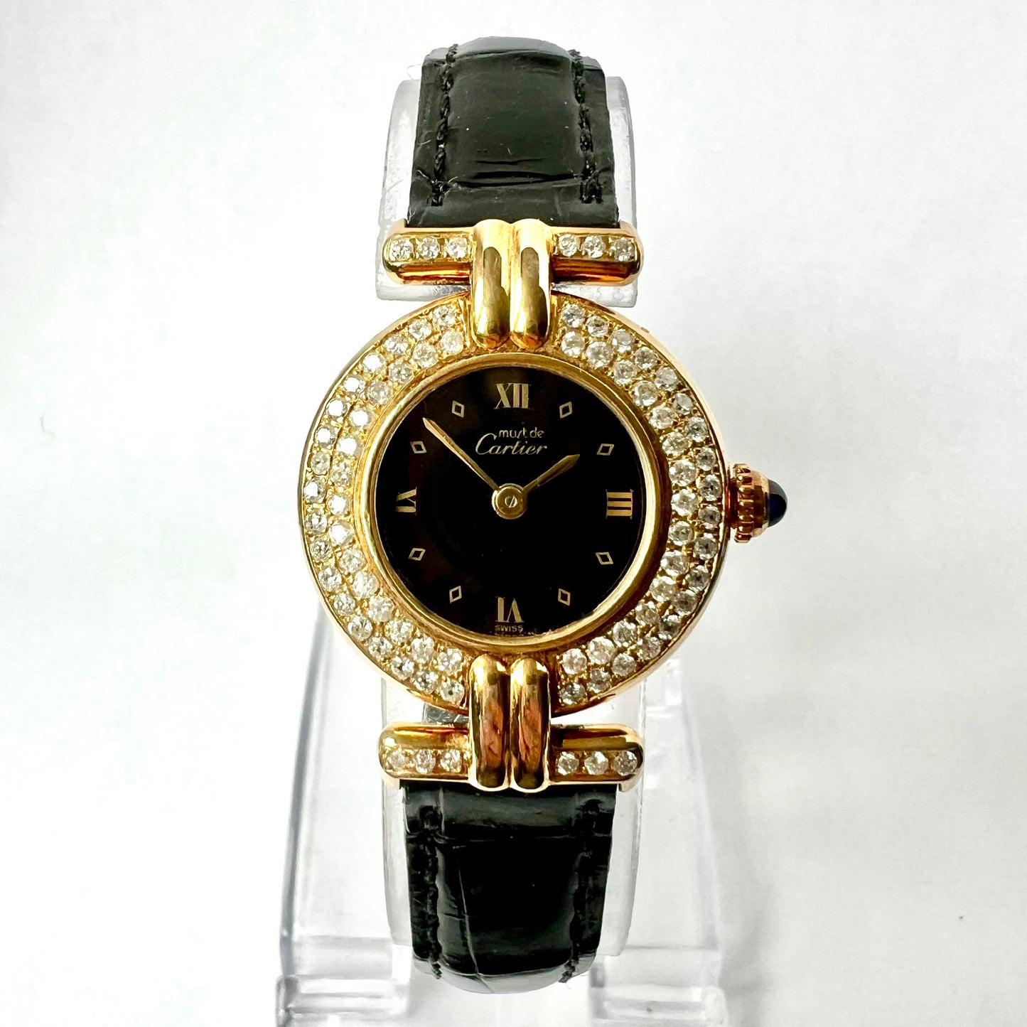 CARTIER VERMEIL COLISÈE Quartz 24mm GP Silver 1.16TCW DIAMOND Watch