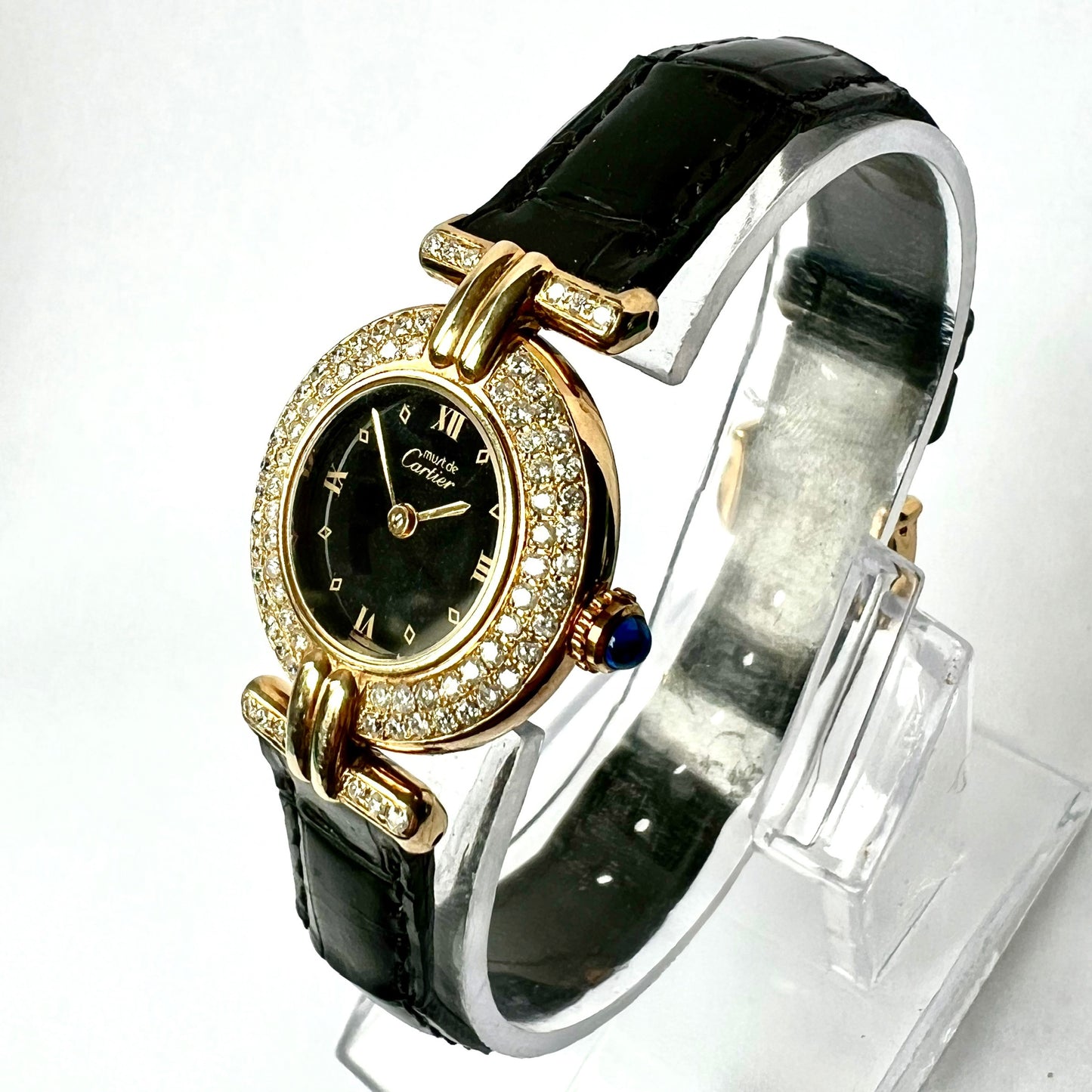 CARTIER VERMEIL COLISÈE Quartz 24mm GP Silver 1.16TCW DIAMOND Watch