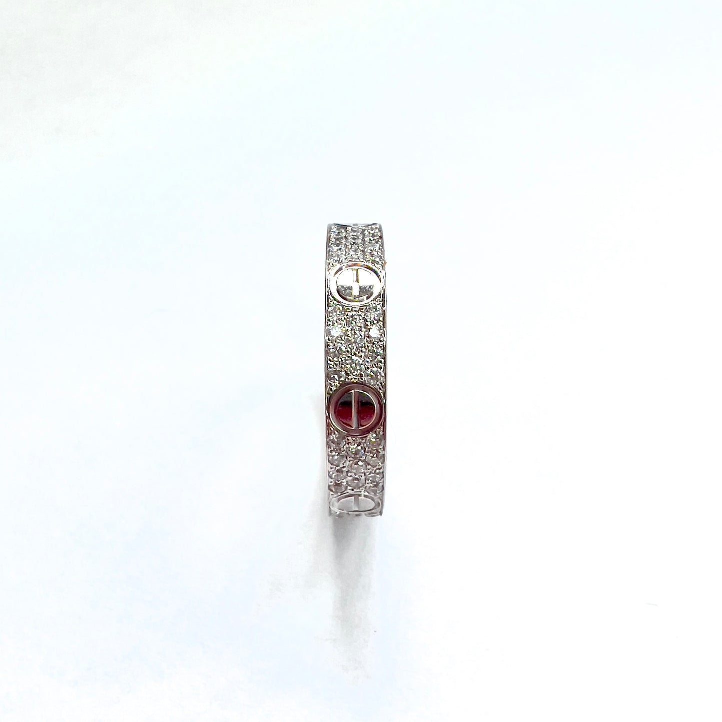 New CARTIER LOVE Ring 3.6mm 18K White Gold VS Pave Diamonds 0.42TCW