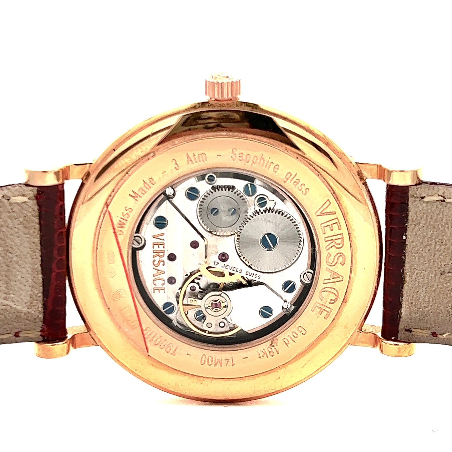 VERSACE Manual Winding 40mm 18K Yellow Gold Watch Skeleton Backcase