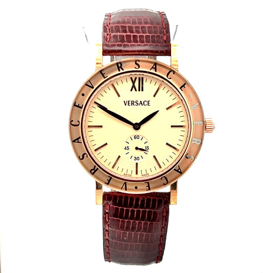 VERSACE Manual Winding 40mm 18K Yellow Gold Watch Skeleton Backcase