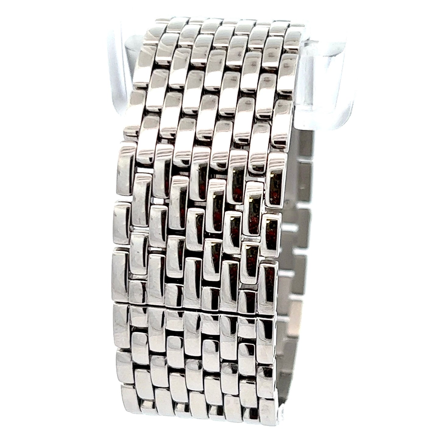 CARTIER Panthere RUBAN Quartz 21mm Steel 0.27TCW DIAMOND Watch Blue MOP Dial