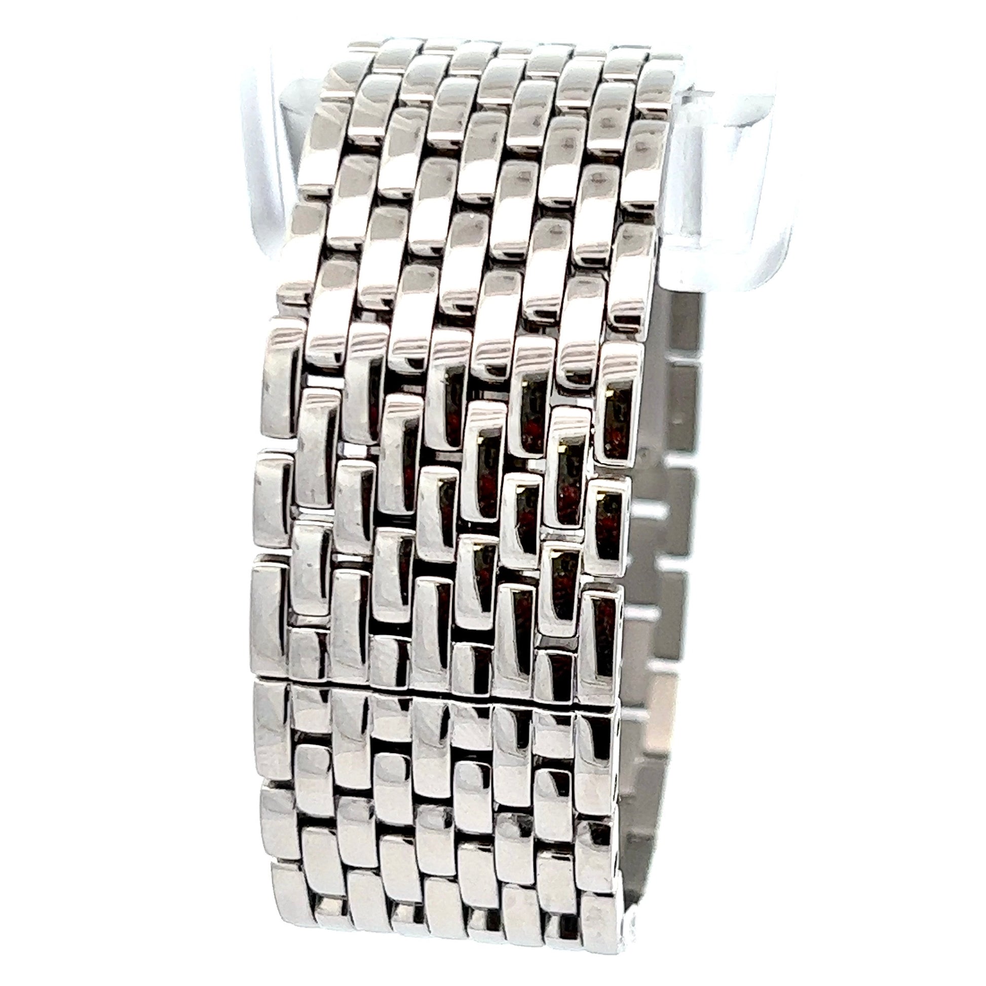 CARTIER Panthere RUBAN Quartz 21mm Steel 0.27TCW DIAMOND Watch Blue MOP Dial